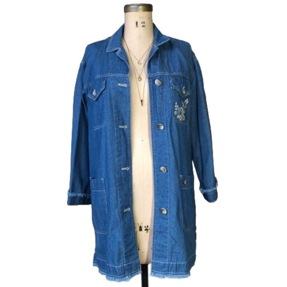 Thursday Island Urban Vintage long soft denim embroidered jacket, blazer - Picture 11 of 16
